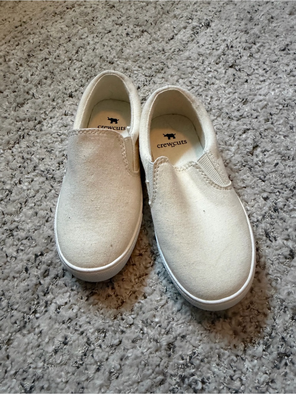 Crewcuts Cream Slip-On Canvas Sneakers for Kids Euc size 11